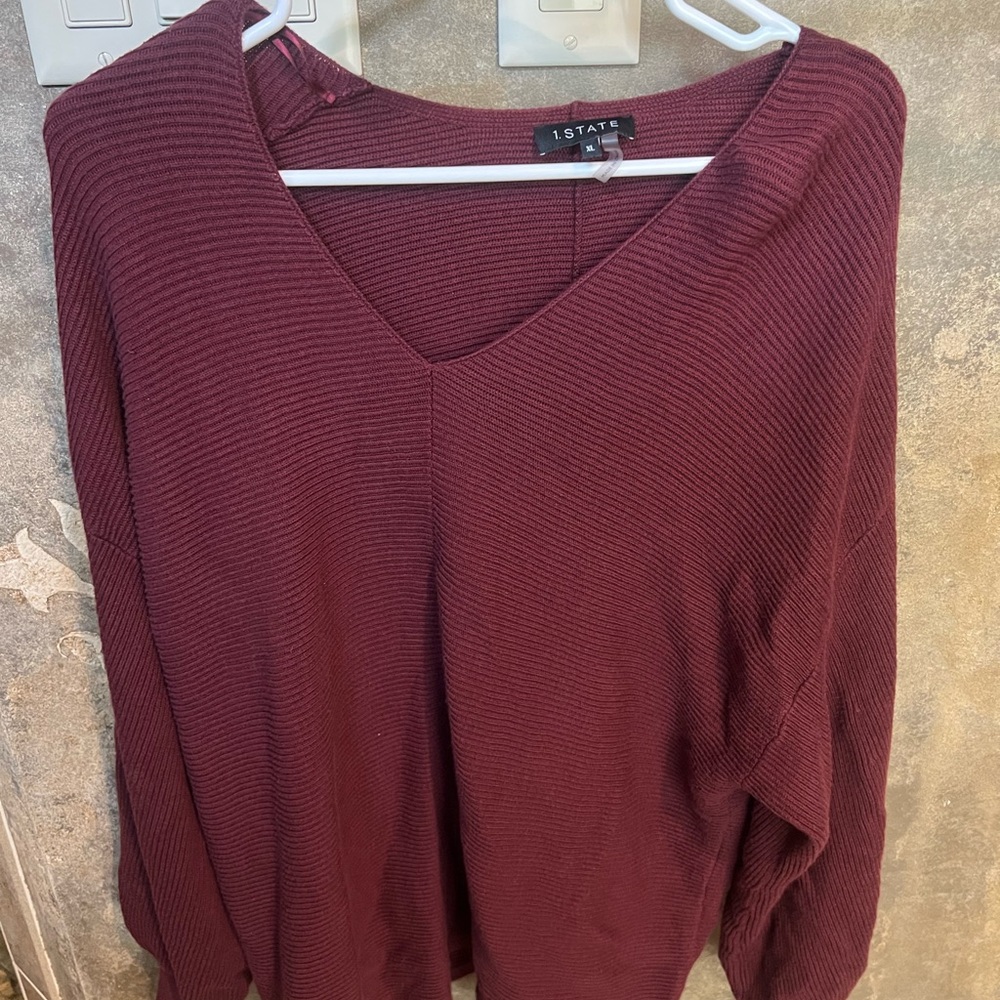 1. State Deep Burgundy Sweater